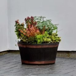 B&M Oakwood Barrel Planter 50cm