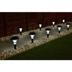 Solar Powered Black Post Lights - White 8pk