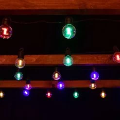 Solar Powered Bulb String Lights 50pk - Multicolour