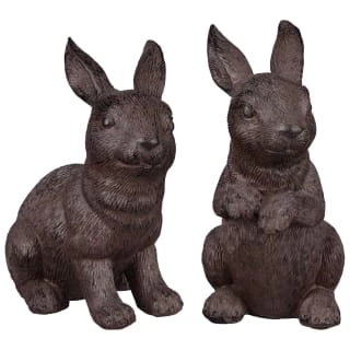 B&M Garden Rabbit Ornaments 2pk - Cast Iron Effect