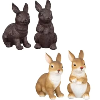 B&M Garden Rabbit Ornaments 2pk - Cast Iron Effect - Image 4