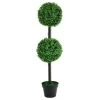 Solar Powered Two Ball Topiary Tree - White LED 93cm