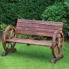 B&M Burntwood Wagon Wheel 2 Seater Bench