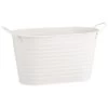 B&M Ribbed Matt Tin Trough With Handles - Cream