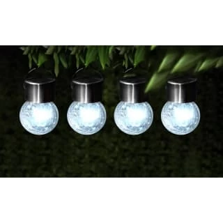 Crackle Glass Hanging Solar Lights 4pk