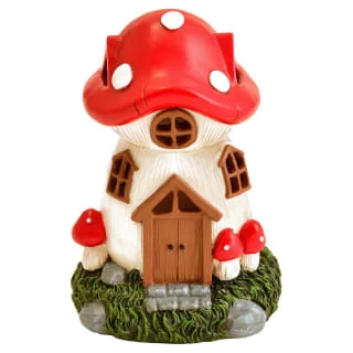 B&M Assorted Mushroom House Ornament With Glowing Solar Light - Image 4