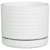 B&M White Ceramic Planter With Base Plate