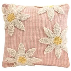 B&M Floral Tufted Cushion 45 X 45cm - Pink